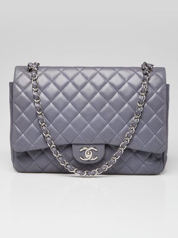 Chanel Purple Quilted Lambskin Leather Classic Maxi Double Flap Bag
