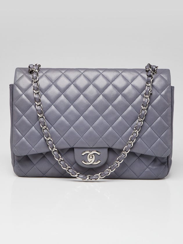 Chanel Purple Quilted Lambskin Leather Classic Maxi Double Flap Bag