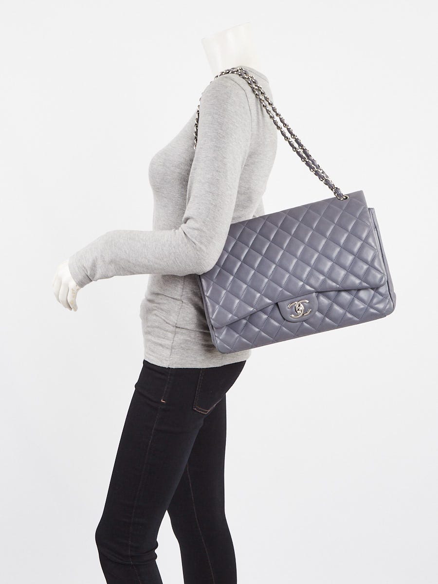 Chanel Purple Quilted Lambskin Leather Classic Maxi Double Flap Bag