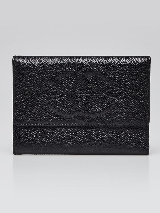 Chanel Black Caviar Leather Timeless Square Flap Wallet