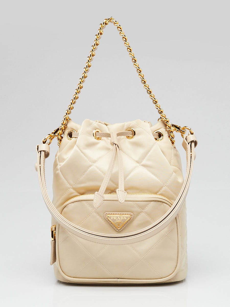 Prada Desert Beige Re-Nylon Nylon Convertible Duet Bucket