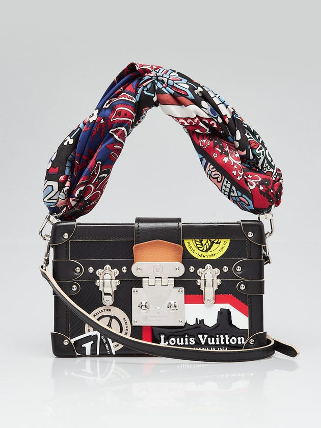 Louis Vuitton Black Epi Leather World Tour Petite Malle Bag