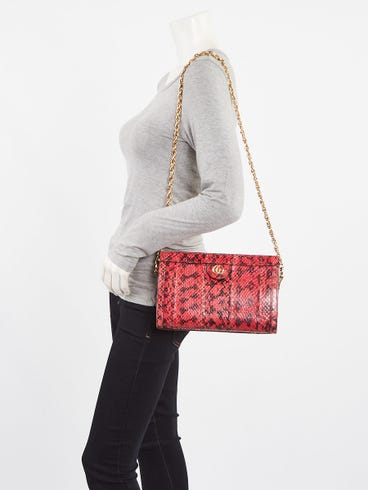 Gucci Red Snakeskin Ophidia Small Shoulder Bag Yoogi's Closet