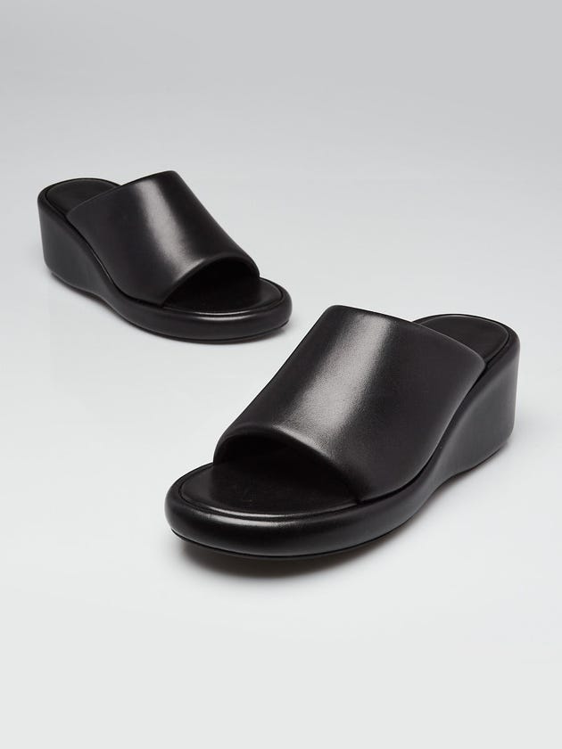 Balenciaga Black Leather Wedge Sandals Size 10.5/41