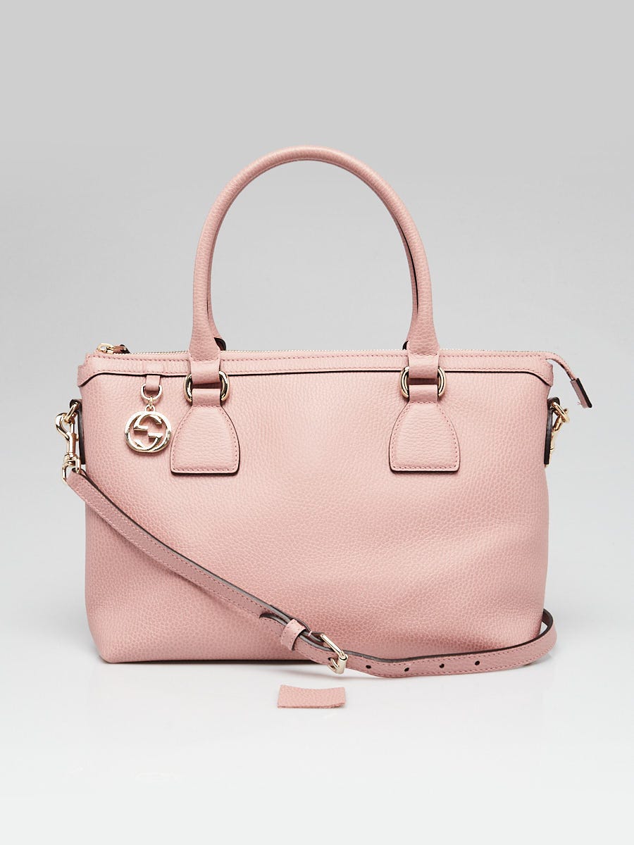 Gucci Pink Pebbled Leather Convertible Satchel Bag | Yoogi's