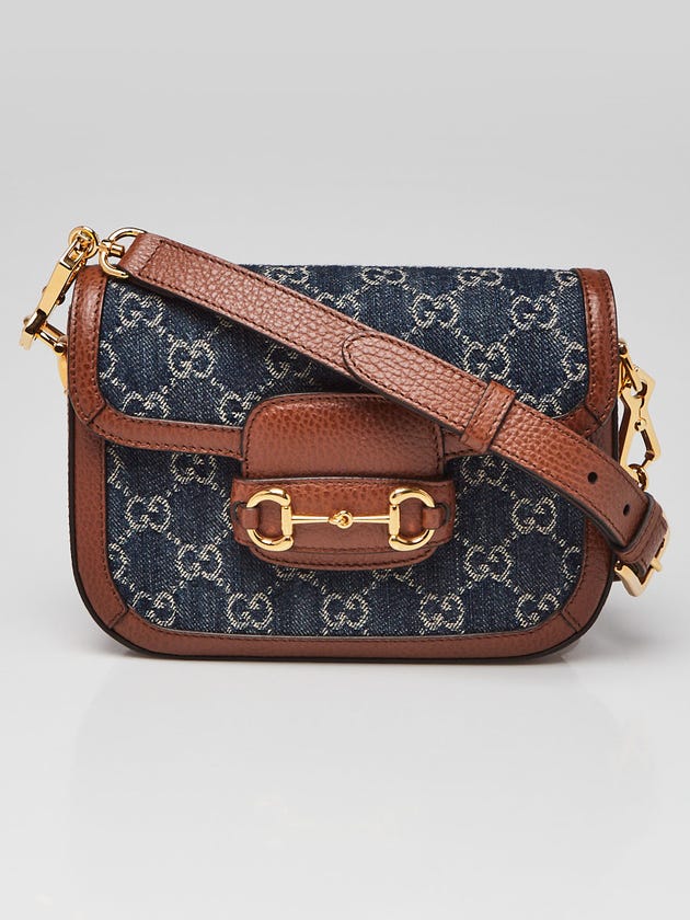 Gucci Blue GG Denim Horsebit 1955 Mini Crossbody Bag