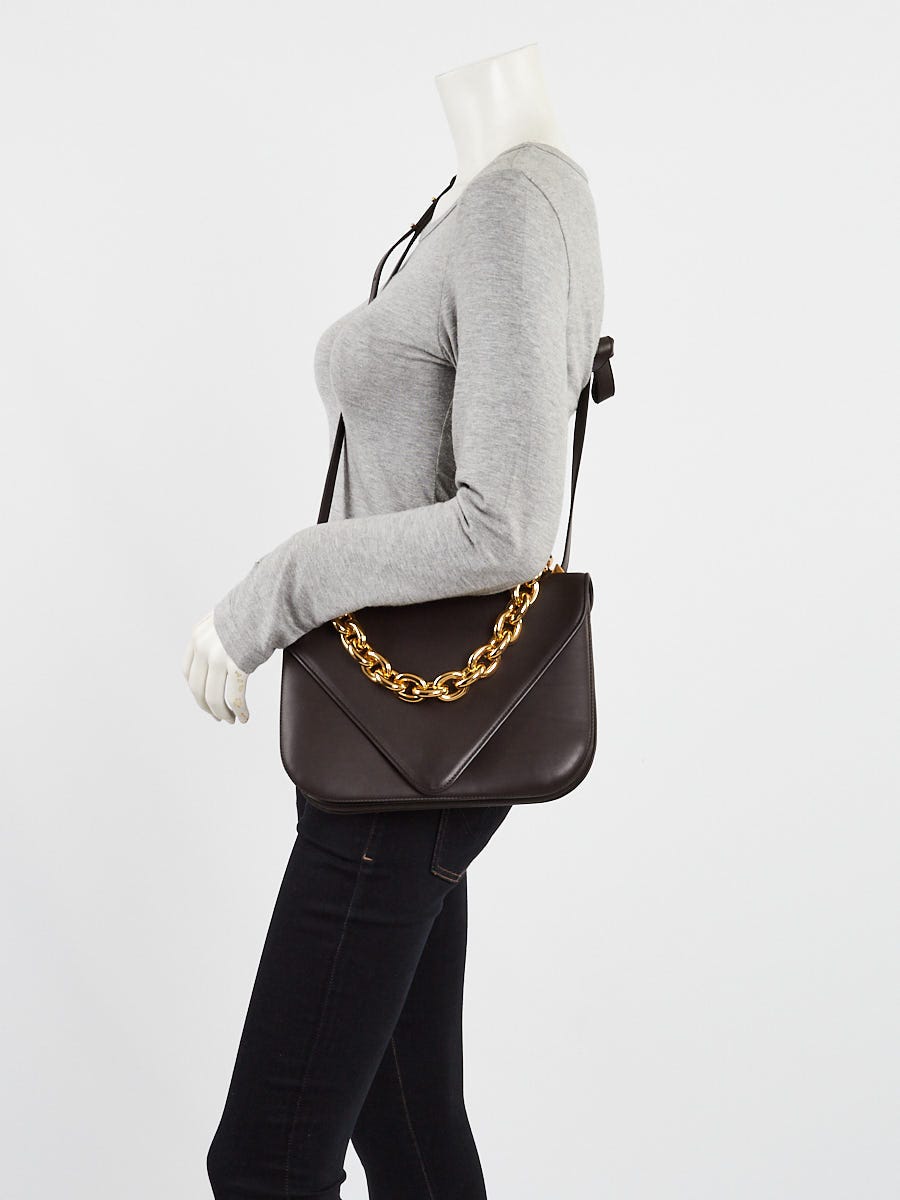 Bottega Veneta Brown Smooth Leather Mount Medium Envelope Crossbody Bag