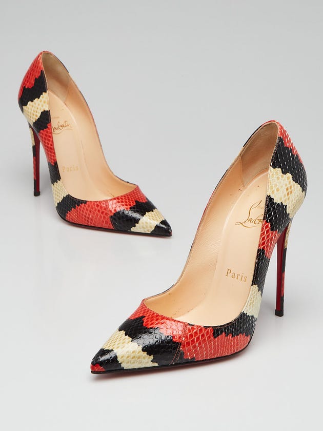 Christian Louboutin Multicolor Striped Ayers Snakeskin So Kate 120 Pumps Size 4.5/35