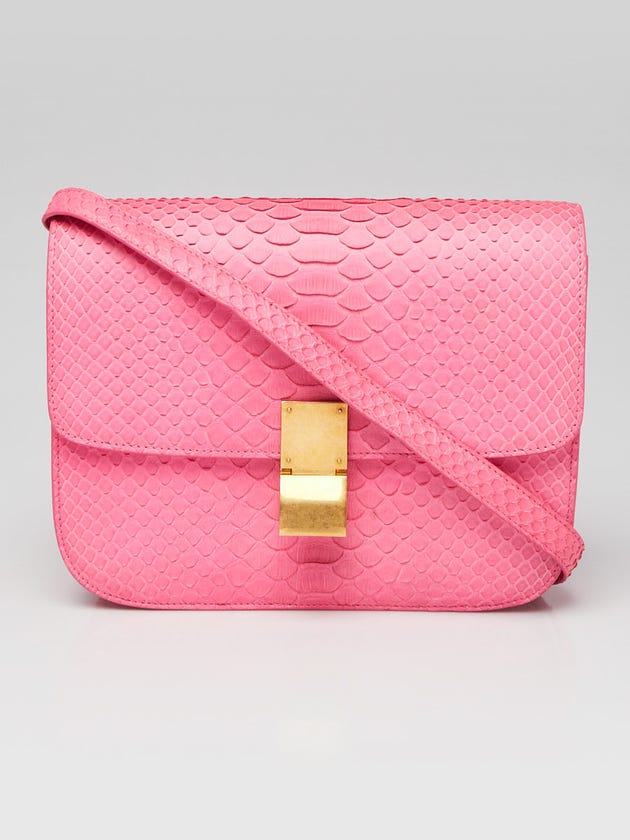 Celine Pink Python Medium Classic Box Flap Bag