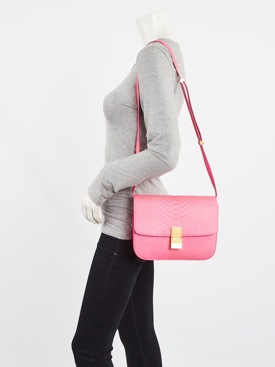 Celine Pink Python Medium Classic Box Flap Bag