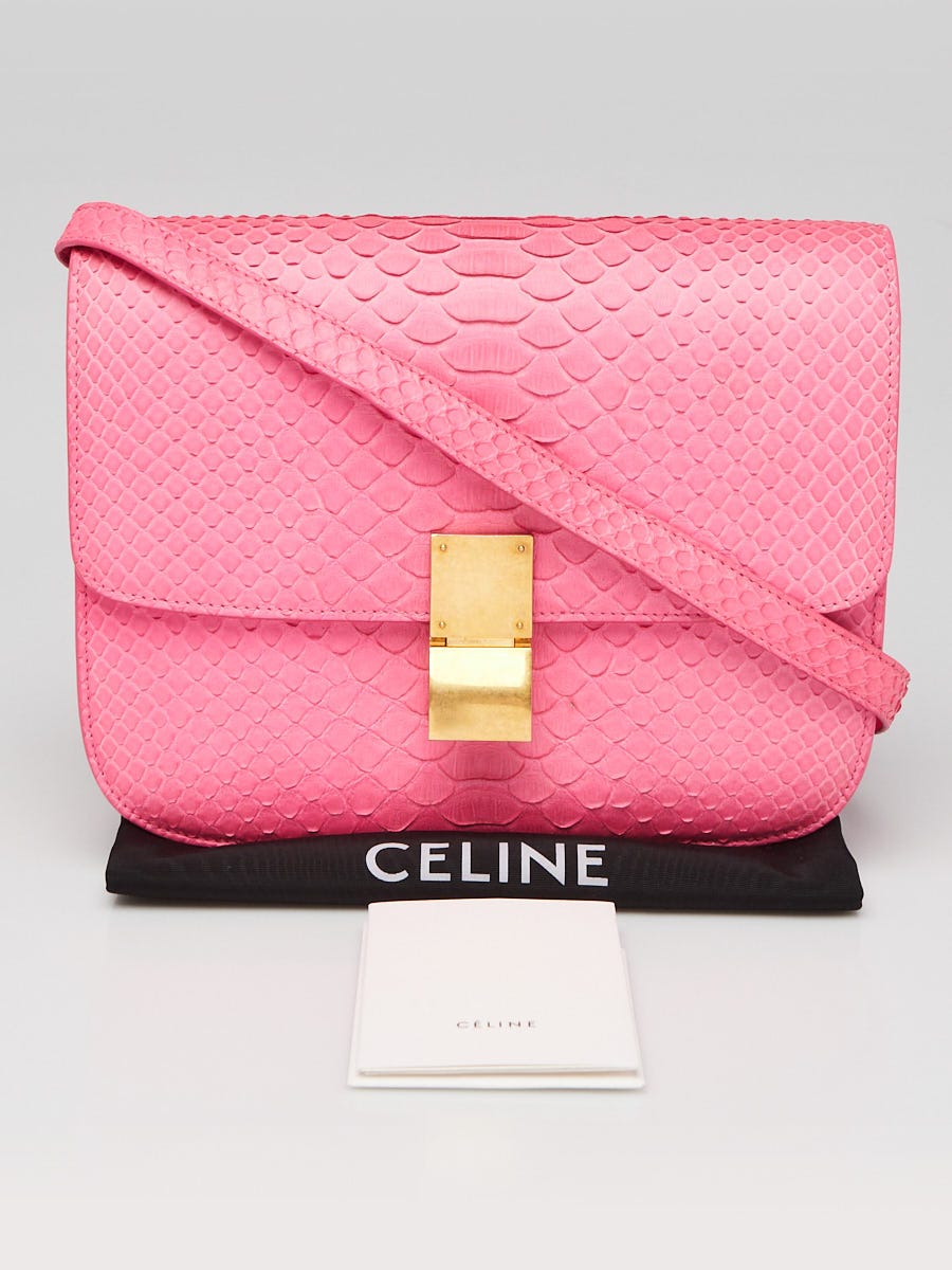 Celine Pink Python Medium Classic Box Flap Bag | Yoogi's Closet