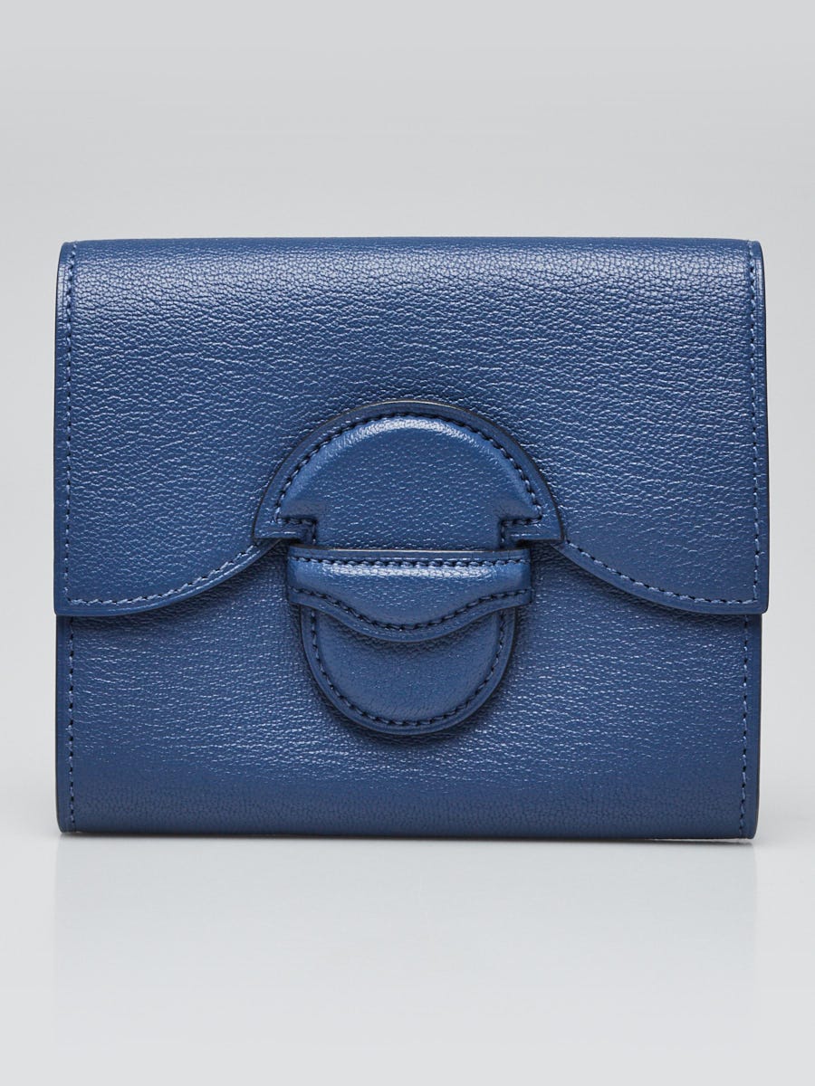 Hermes Bleu Brighton Chevre Mysore Leather 1938-19 Wallet | Yoogi's Closet