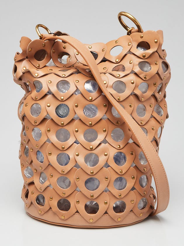Yves Saint Laurent Brown Leather Studded Seau Coeur Bucket Bag