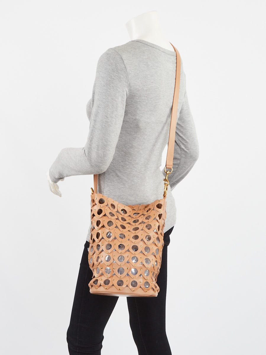 Yves Saint Laurent Brown Leather Studded Seau Coeur Bucket Bag