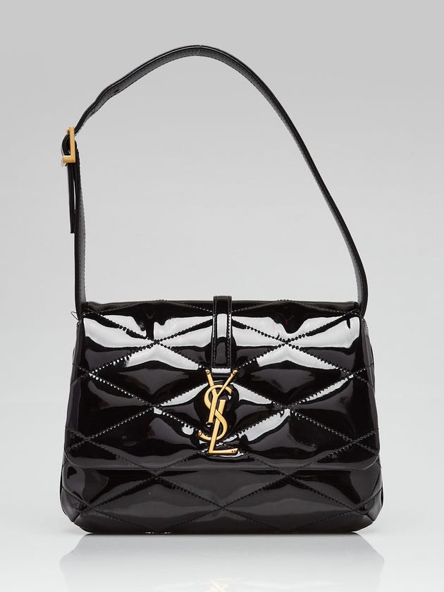 Yves Saint Laurent Black Quilted Patent Leather Le 57 Sholder Bag