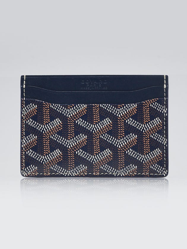 Goyard Blue Chevron Print Coated Canvas Card Holder