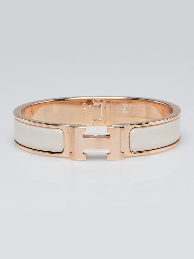 Hermes Panacott Enamel Rose Gold Plated Clic-H Narrow PM Bracelet