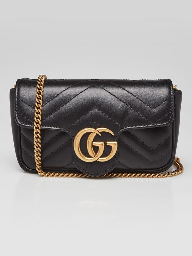 Gucci Black Quilted Leather GG Marmont Matelasse Super Mini Bag