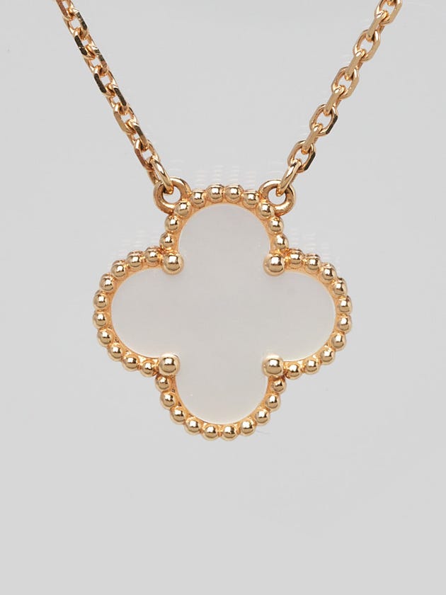 Van Cleef & Arpels 18k Yellow Gold and Mother of Pearl Vintage Alhambra Pendant