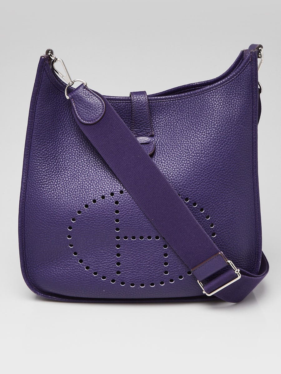 Hermes Ultraviolet Clemence Leather Evelyne III GM Bag Yoogi s Closet