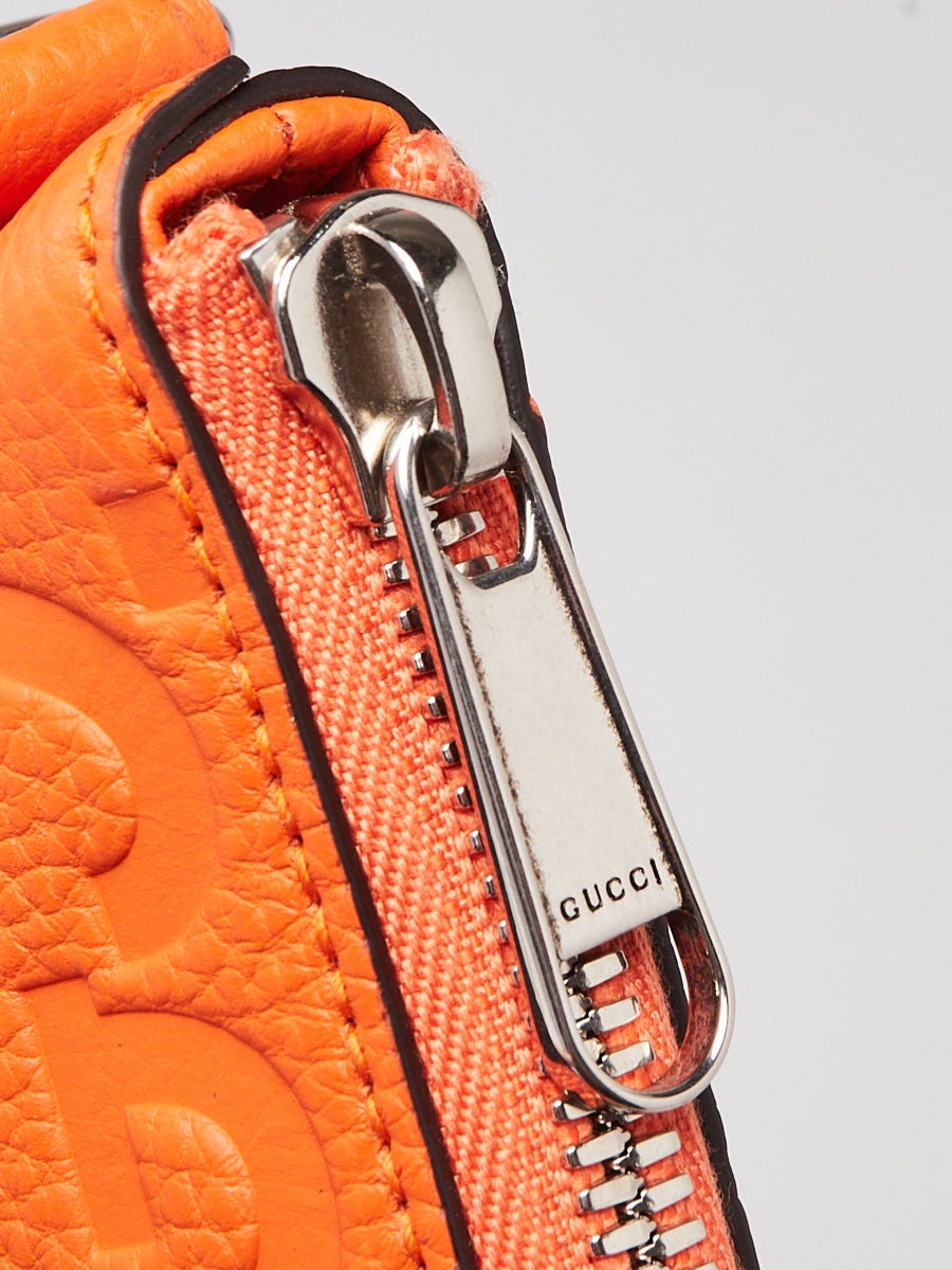 Gucci Orange Calfskin Leather Jumbo Embossed GG Messenger