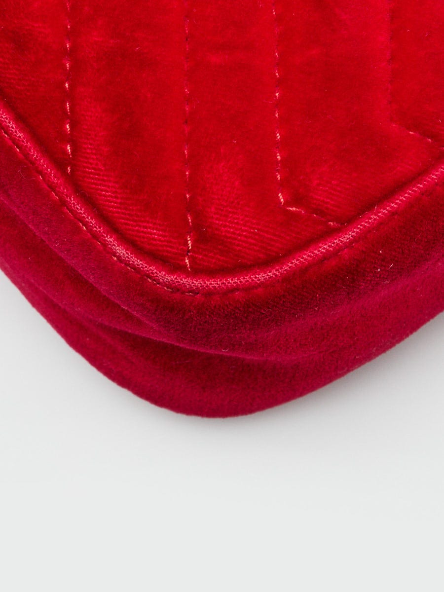 ★TOUT Y EST★ VELVET SHOULDER JEANNE BAGDARK RED AB2379BG02 Jada Bag - Velvety - Red shoulder bag with curved shape