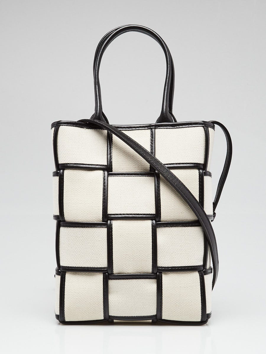 Bottega Veneta Beige/Black Canvas/Leather Woven Cassette