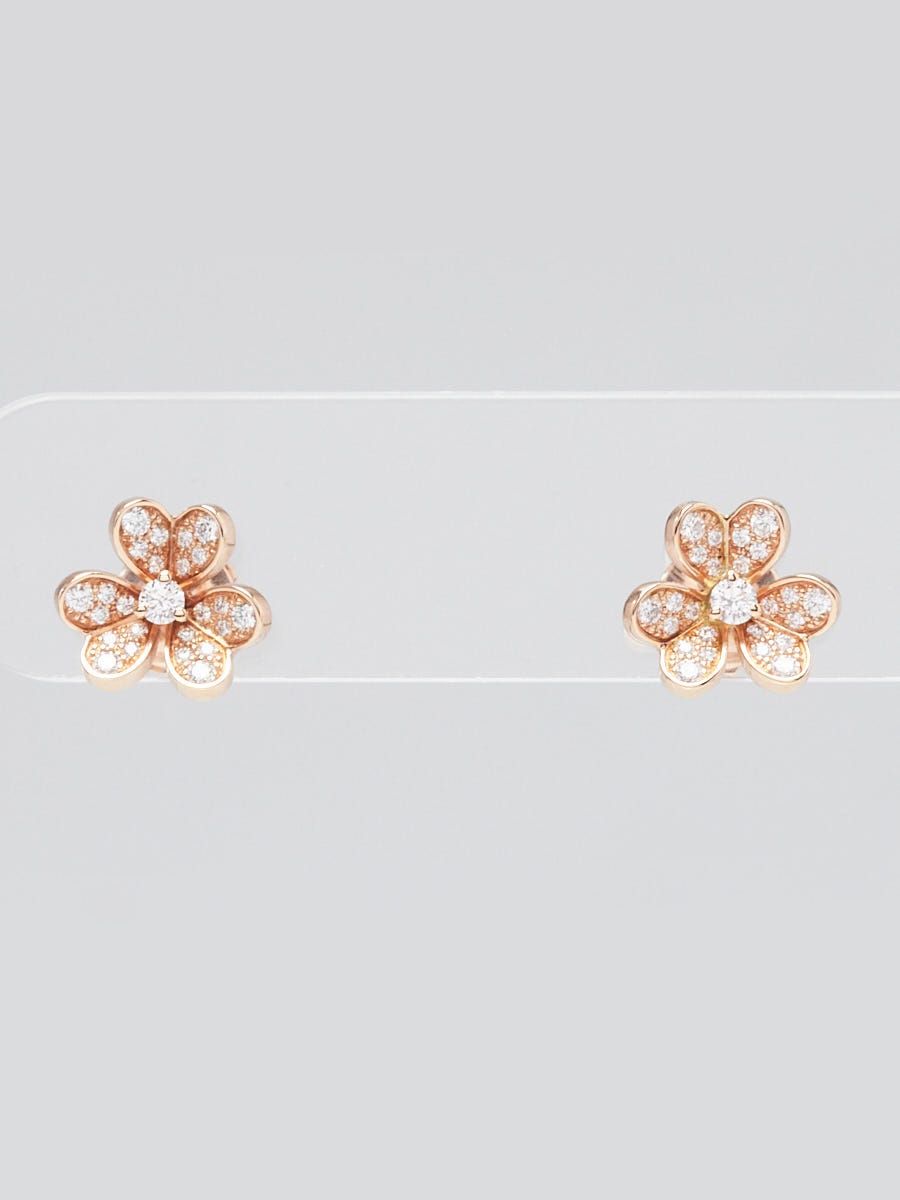 Van Cleef arpels 18k Rose Gold and Diamond Mini Frivole Earrings