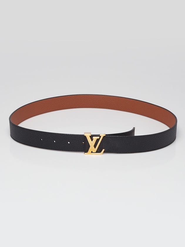 Louis Vuitton Black/Brown Smooth Leather LV Initials Reversible Belt Size 90/36