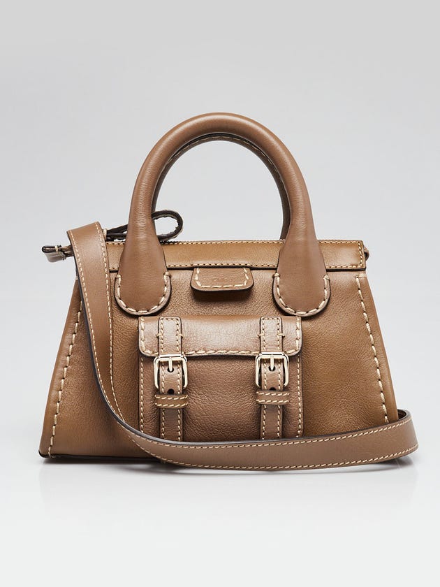 Chloe Army Green Leather Mini Edith Crossbody Bag