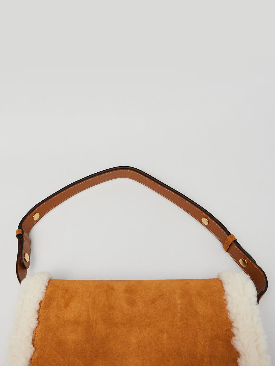 Gucci Light Brown Suede and Shearling Horsebit 1955 Small