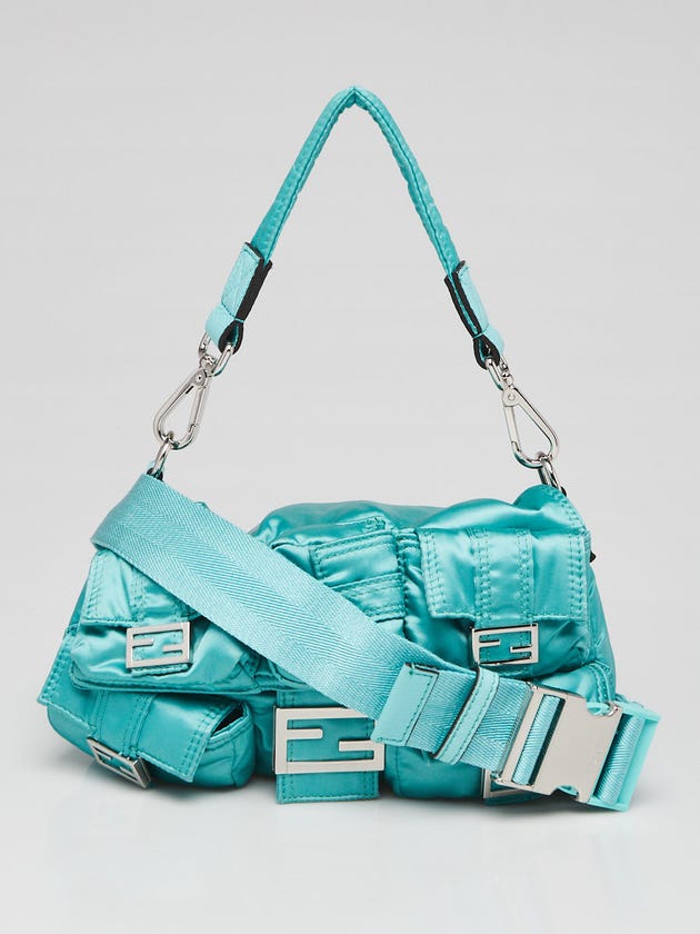 Fendi Green Nylon Convertible Multipocket Belt Baguette Bag 8BR808