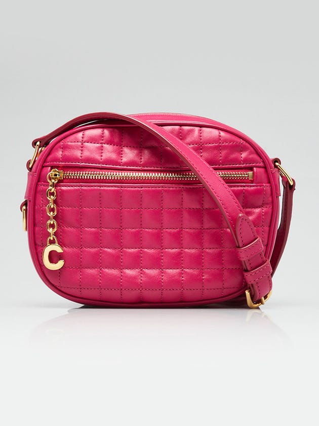 Celine Pink Quilted Calfskin Leather C Charm Small Camera Bag