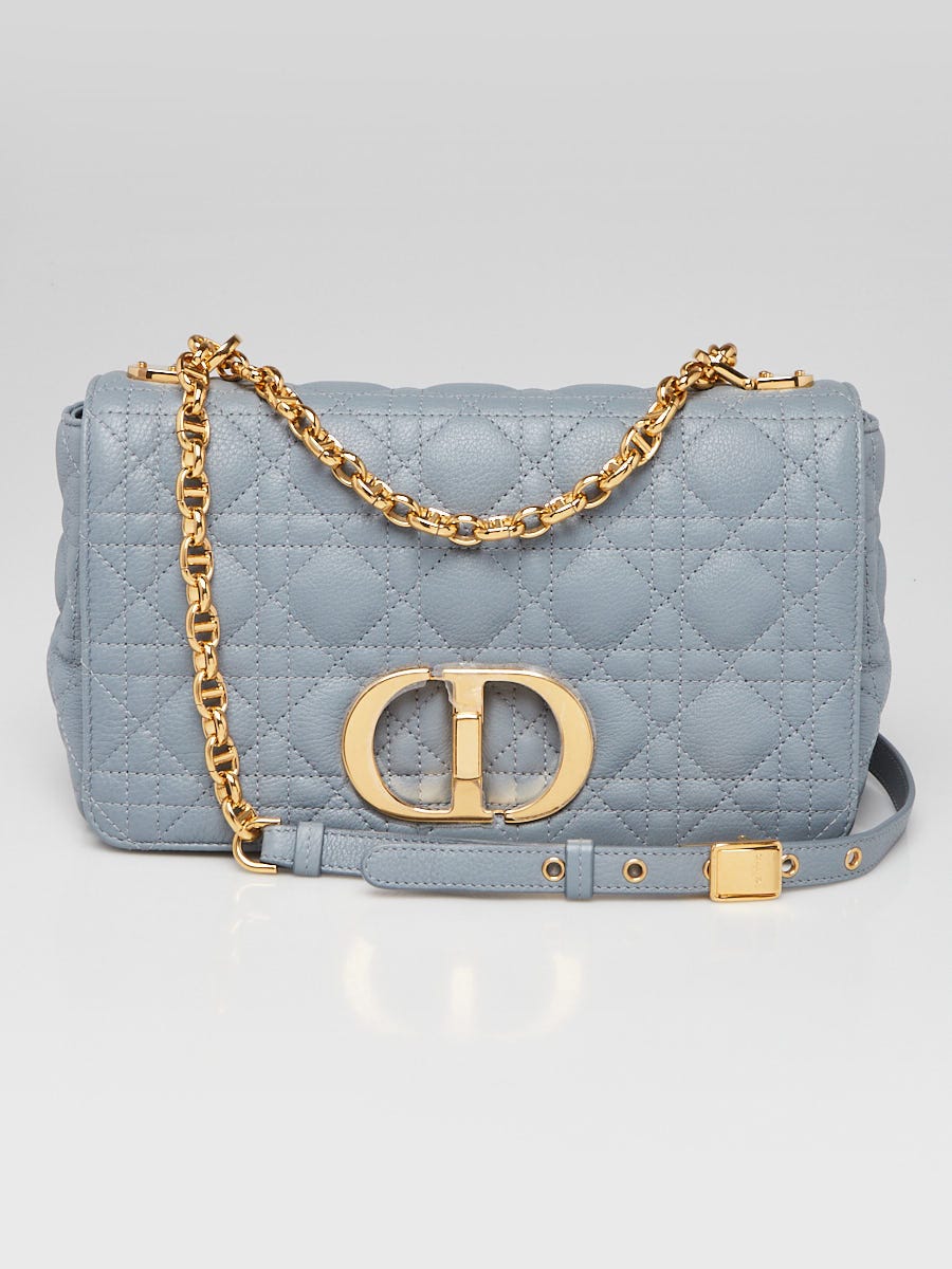 Christian Dior Blue Cannage Quilted Leather Medium Caro Bag