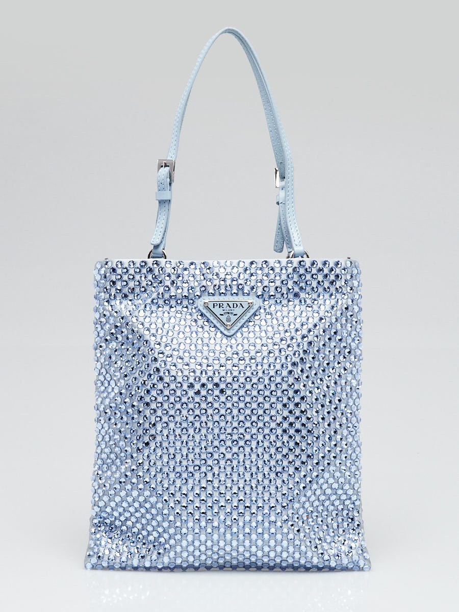 PRADA クリスタルミニトートバッグ 1BA253 Prada Celeste Satin Crystal Mini Tote Bag - 1BA253 | Yoogi's