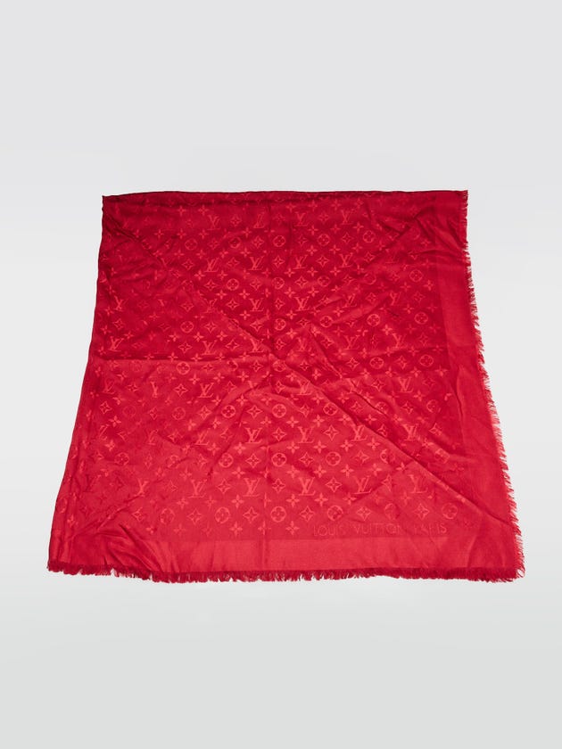 Louis Vuitton Red Monogram Silk/Wool Shawl Scarf