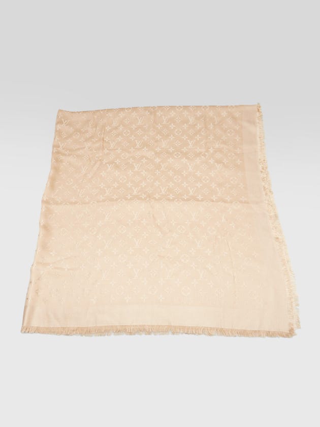 Louis Vuitton Beige Monogram Silk/Wool Shawl Scarf