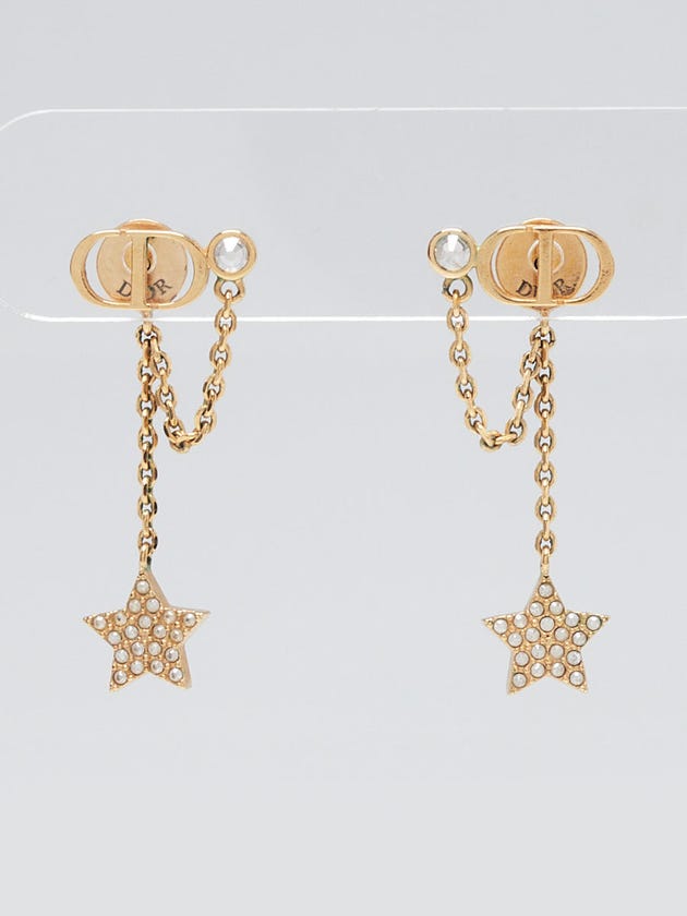 Christian Dior Goldtone Metal/Crystal CD Star Drop Earrings