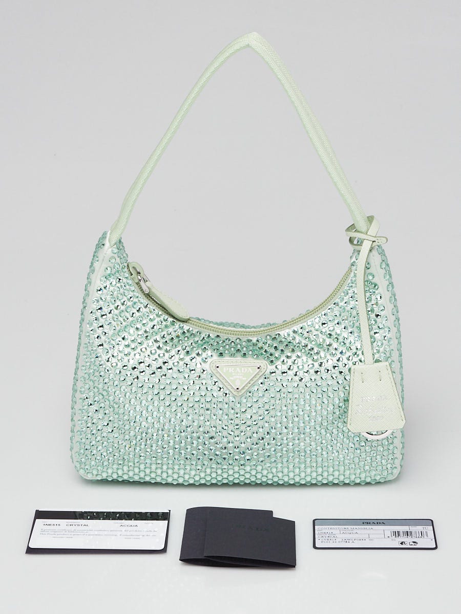 Prada Green Satin Crystal Re-Edition 2000 Mini Bag 1NE515