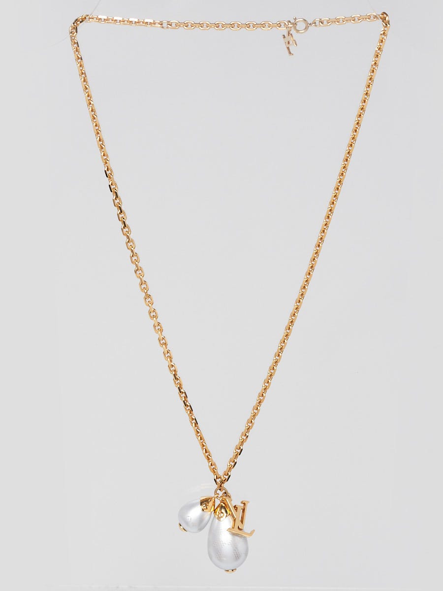 Louis Vuitton Faux Pearl Damier Perle Pendant Necklace | Yoogi's
