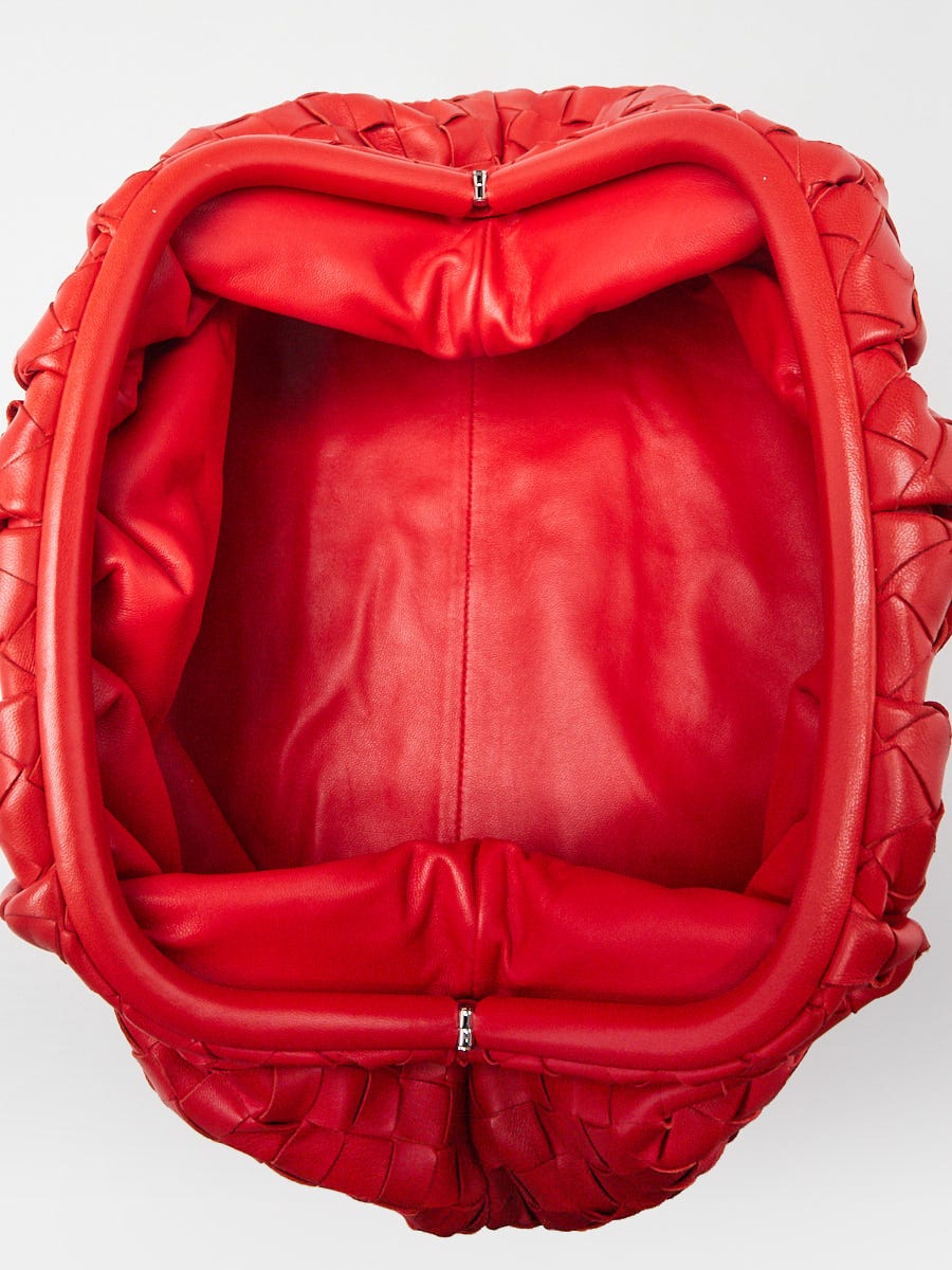 Bottega Veneta Bright Red Intrecciato Woven Nappa The Pouch