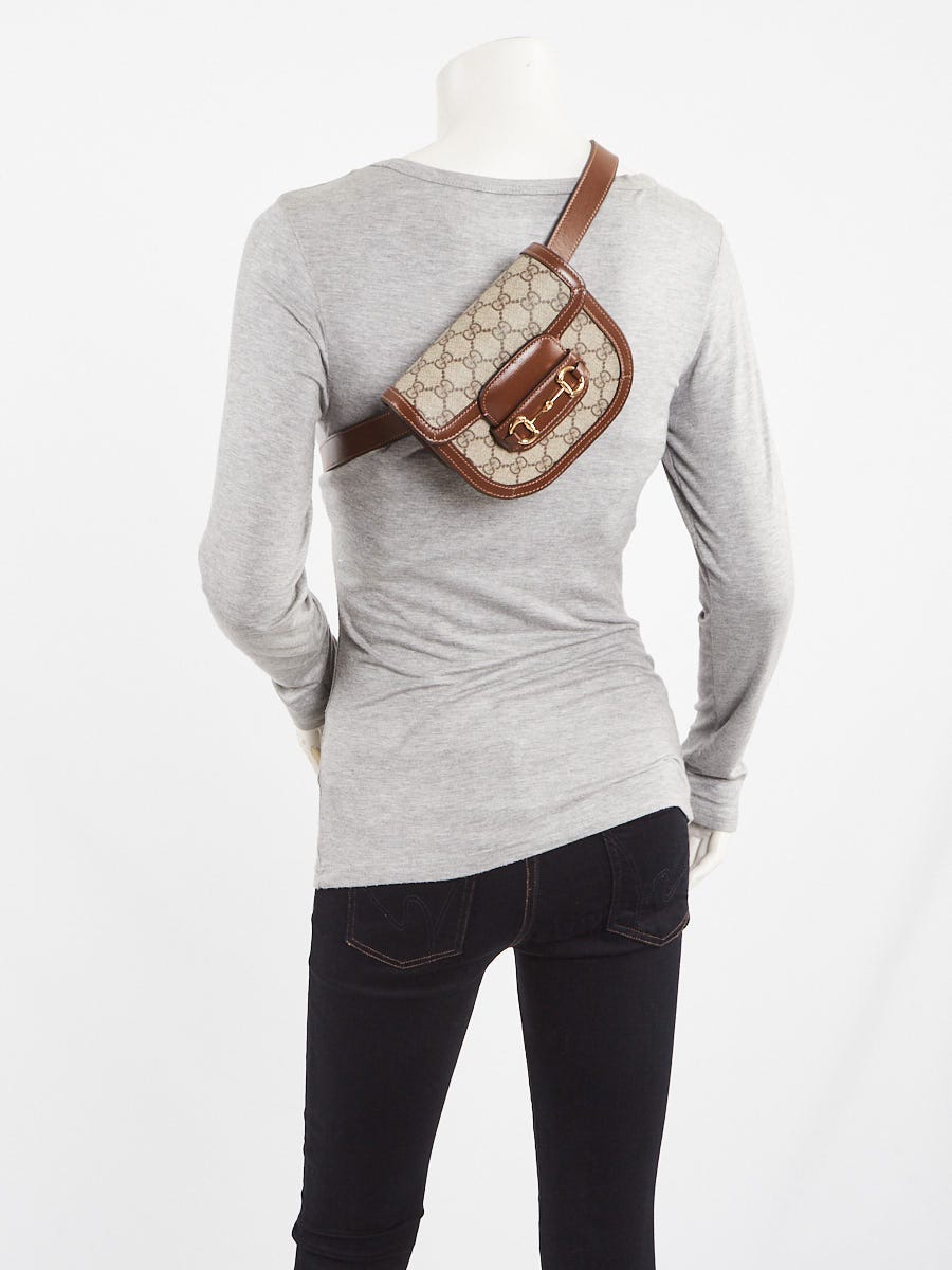 Gucci Beige GG Supreme Coated Canvas Horsebit 1955 Belt Bag