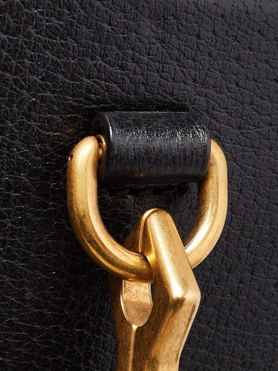 Gucci Black Leather Crystal Butterfly Linea Totem Large Top Handle