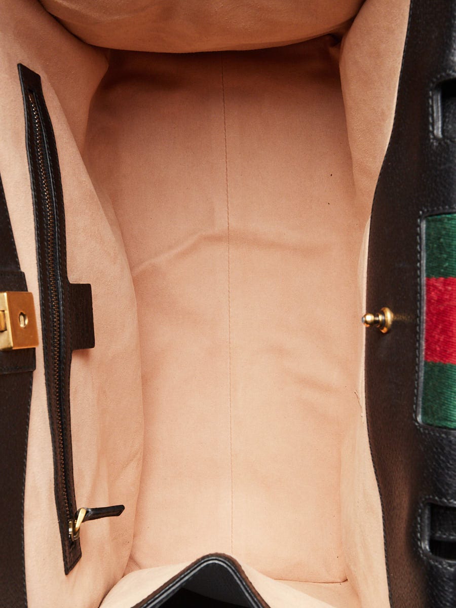 Gucci Black Leather Crystal Butterfly Linea Totem Large Top Handle