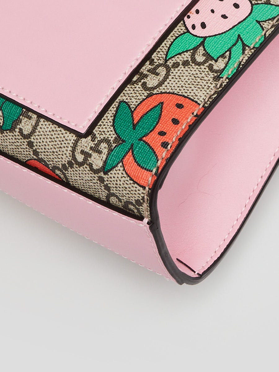 Gucci Beige/Pink GG Strawberry Print Coated Canvas/Leather