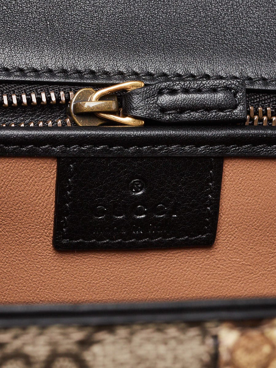 Gucci Beige/Ebony GG Coated Canvas/Snakeskin Bamboo Top Handle