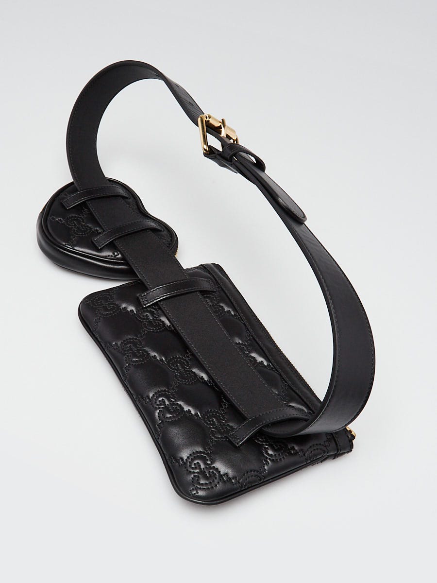 Gucci Black Embossed Leather Zip Pouch and Heart Pouch Belt Gucci Black Embossed Leather Zip Pouch and Heart Pouch Belt