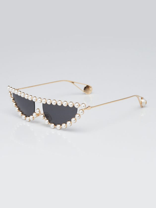 Gucci Goldtone Metal Pearl Hollywood Forever Cat Eye Sunglasses - GG00364S