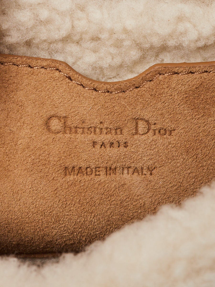 Christian Dior Brown/White Suede/Shearling Small Dior Bobby Bag