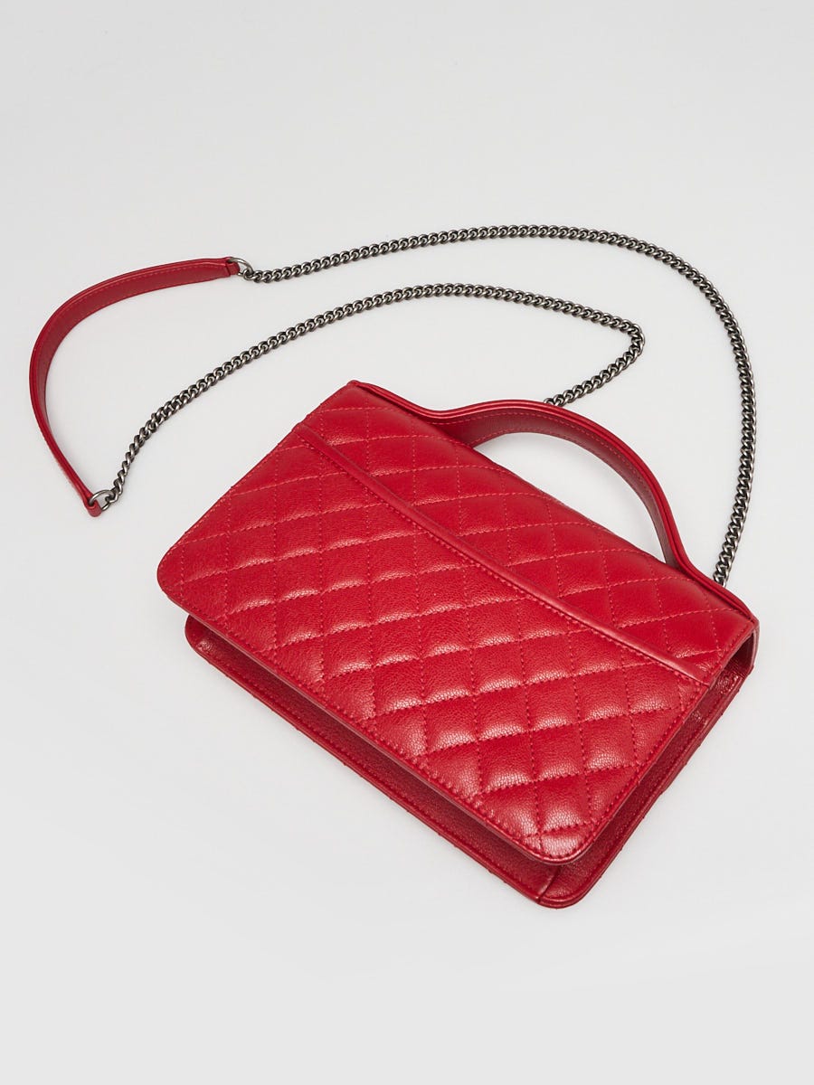 Chanel Red Quilted Goatskin CC University Small Flap Bag